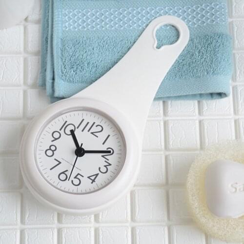 Nordic Minimalist Style Bathroom Clock Kitchen Waterproof Mute Household Suction Cup Clock Wall Creative Mini Wall Clock