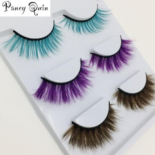 2021 New 3 pairs color false eyelashes long makeup 3d mink fake lashes extension eyelash mink eyelashes for beauty wholesale