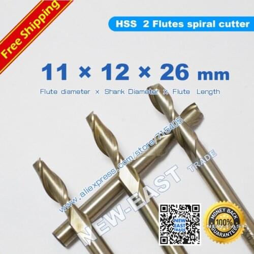 New dia 12mm Flute Diameter 11mm 11*12*26*83mm 2Flute Endmill cutting High-speed steel HSS 2 Flutes spiral cutter