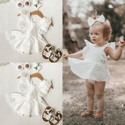 Newborn Baby Girl Clothes Solid Color Sleeveless Flower Ruffle Romper Dress Headband 2Pcs Outfits Cotton Clothes Set
