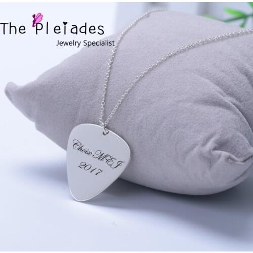 Sterling Silver Guitar Pick Jewelry Custom Signature Engraved Jewelry DIY Anniversary Gift For Lover