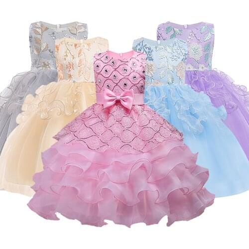 Flower Girls dresses for New Year clothes Party Baby Girls Sleeveless Big Bow Princess Wedding Dress Children Party Vestidos