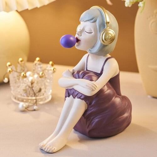 Nordic Cute Bubble Girl Resin Statue Ornaments Home Livingroom Desktop Figurines Decoration Bookcase Cabinet Sculpture Crafts