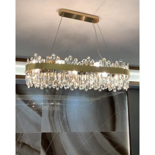 Light luxury restaurant crystal chandelier strip dining room lamp living room lamp modern minimalist post-modern lamp