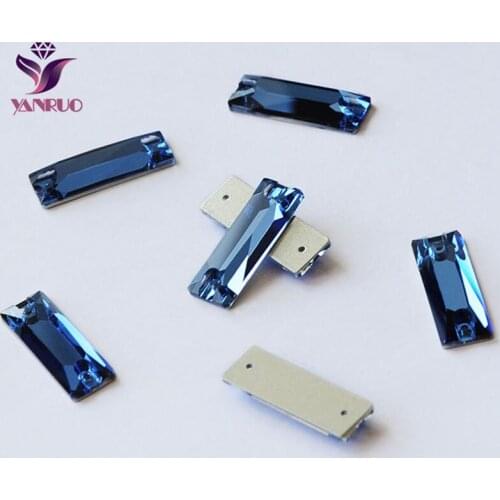 YANRUO Sapphire 3255 Cosmic Baguette Sew on Rhinestone Sewing Crystal Stones Beads Garment Dress Blue Strass
