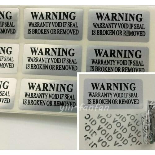 100pc silver VOID Security Labels Removed Tamper Evident Warranty Sticker