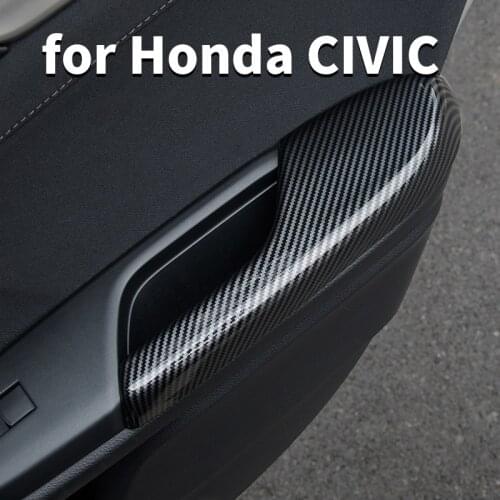 ABS Carbon Fiber Door Armrest Protective Cover With Hand Decoration Modification For Honda Civic 10th 2016 2017 2018 2020 2020