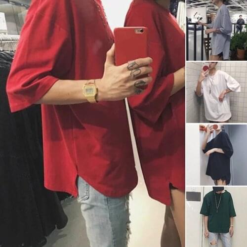 Summer Couples Lovers T-Shirt for Women Casual Half Sleeve Round Collar Loose Solid Color T-shirt Top for Summer Female d88