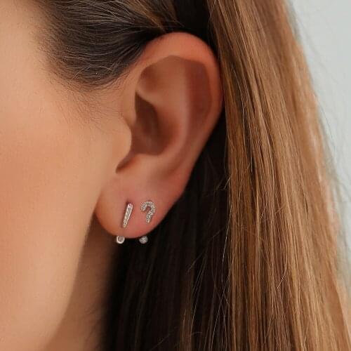 Punk Shiny Crystal Stud Earrings Women Korean Geometric Asymmetric Earrings Fashion Trendsetter Lady Earrings Jewelry Wholesale