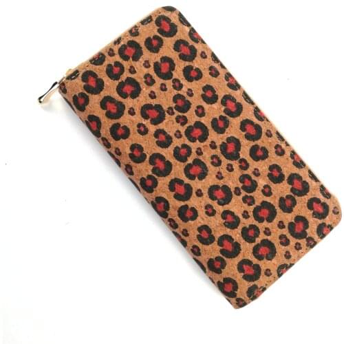 LEOPARD PRINT CORK CARD WALLET FOR WOMEN VEGAN COIN PURSE