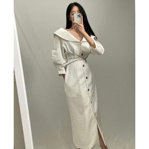 Chic Elegant Turn Down Collar Midi Single Breasted Belt Women Summer Dress Black Bodycon Office Ladies New 2021 Vestidos