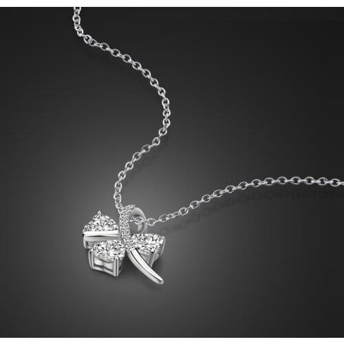 Women 100% 925 Sterling Silver Necklace Delicate Dazzling Zircon Clover Pendant Choker Elegant Fashion Jewelry Gifts
