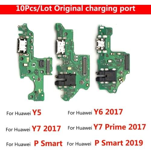 10Pcs/lot USB Power Charging Connector Plug Port Dock Flex Cable For Huawei Y5 Y6 Pro Y7 Prime 2017 P Smart 2019