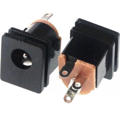 100pcs DC Power Outlet DC-015 Outlet 5.5-2.1MM Square Panel Mount Round Needle