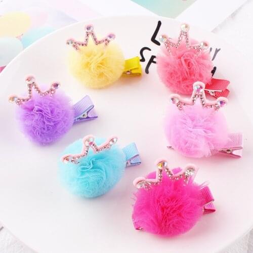 2pcs/lot New Cartoon cute Lace Three-dimensional Crown Hair Clip hair ball female Barrettes headwear children hair Accessories