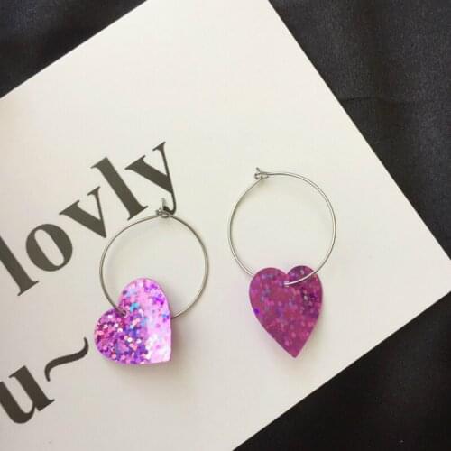 2018 Earings Fashion Jewelry Cute Love Circle Earrings Women Gift Personality Earrings Sequins Manufacturers Selling Earrings