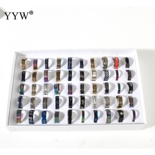 1000PCs Mix Stainless Steel Ring Wholesale Men Titanium Steel Black/Gold/Silver Color Classic Statement Ring For Women Jewelry
