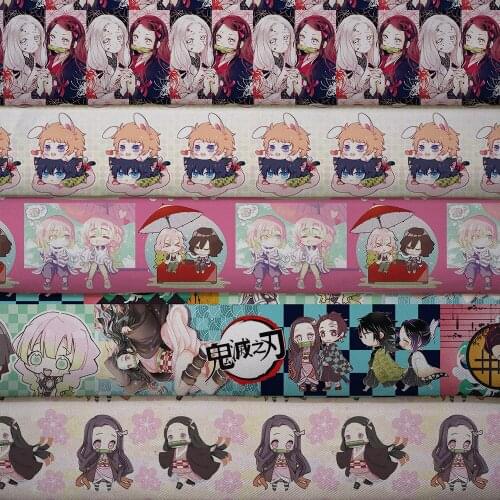 50cm*140cm Printed Polyester Fabric Patchwork for Sewing Dress clothing cloth Making kimetsu no yaiba fabric L7937