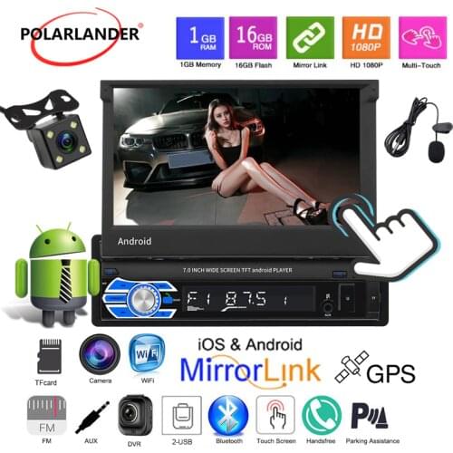 9706 1din Car Radio Reversing Image Capacitive Telescopic Screen Bluetooth MP5 Player Touch Foldable 7inch Android 8.0 System