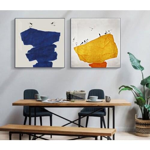 Abstract Birds Stones Poster Canvas Art Nordic Wall Art Picture Decor for Living Room Aisle New Chinese Style Print Zen Poster