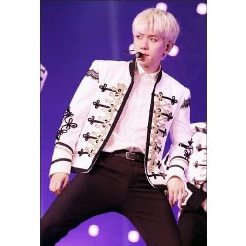 White blazer men suits designs jacket mens stage costumes for singers clothes dance star style dress punk rock masculino homme
