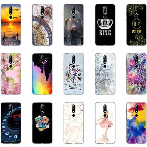 Phone Case For Nokia 5.1 Plus Soft Silicone TPU protective Thin Flower Floral Painted Back Cover For Nokia 5.1 Plus Case