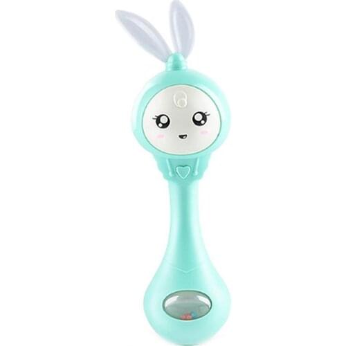 Cartoon Rabbit Baby Shaking Rattle Hand Bell with Music Light Teether Toy Gift Baby Music Teether Rattle Toy for Child 0-12Month