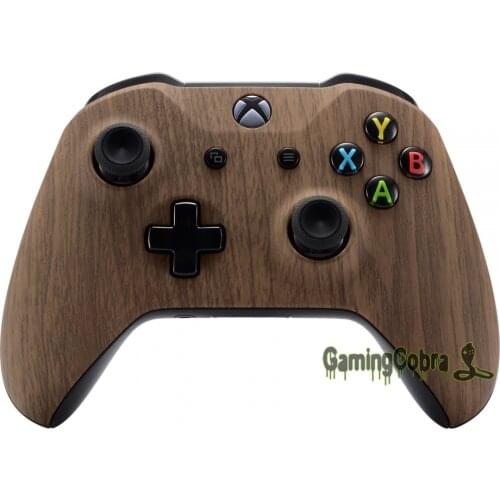EXtremeRate Custom Wood Grain Soft Touch Top Housing Replacement Shell for Xbox One S Remote Controller