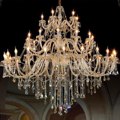 Large Modern Chandelier Lighting for Living Room Hanging Light for Dining Room Foyer Lighting Large Crystal Chandelier Champagne