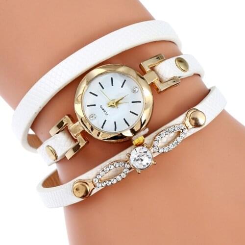 Gnova Platinum Fashion Strap Bracelet Women Watch New Brand Diamond Rhinestone PU leather wrap dress quartz wristwatch A955