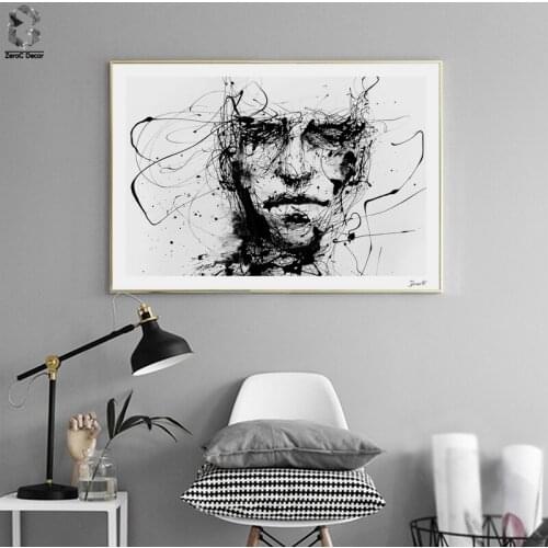 Nordic Style Canvas Art Posters and Prints Painting, Black White Line Portrait Wall Pictures for Home Decoration, Wall Decor