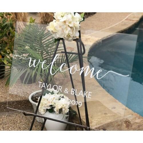 Personalized Wedding Welcome Sign Clear Wedding Acrylic Wedding for Acrylic Wedding Sign Wedding Sign Forest Green Plants