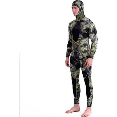 3mm Camouflage Fission Hooded Long Sleeve 2 Pieces Of Neoprene Submersible Suit For Men Keep Warm Waterproof Diving Suit