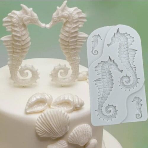 KUXSE 3D Seahorse Silicone Mold Fondant Molds Sugarcraft Cake Decorating Tools Chocolate Candy Gumpaste Mold Baking tool
