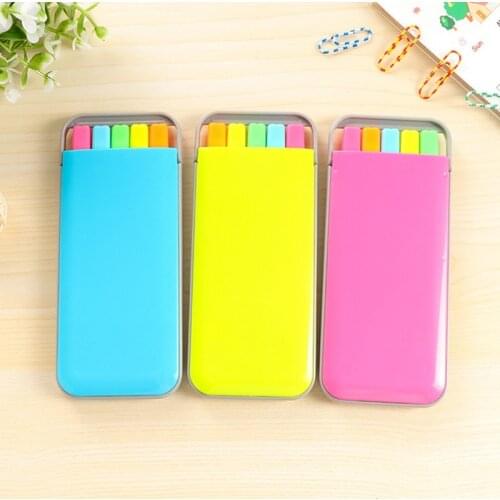 5PCS/box Candy Color Highlighter Creative Stationery Student Marker Watercolor Note Pen Simple Gift Office School Supplies Kids