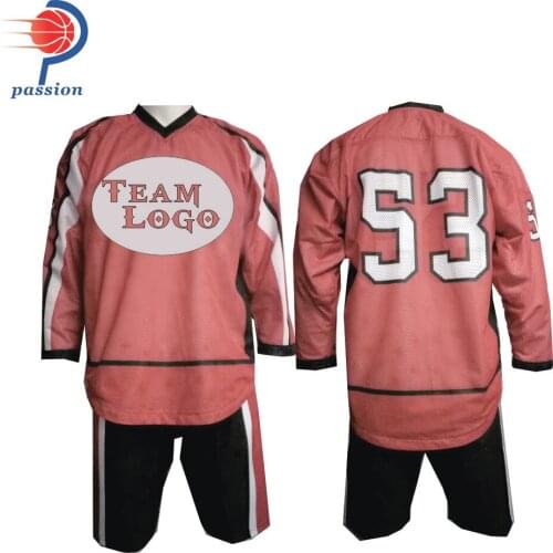 MOQ 5pcs Wholesale Sublimation Pink Ice Hockey Jersey For Team Logo