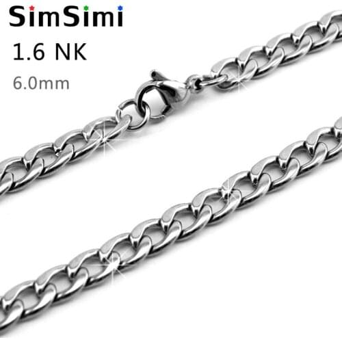 Simsimi 16"-29" men jewelry Miami Curb 6mm chain wholesale 10pcs jewelry Thick necklaces NK chains stainless steel 1.6mm wire