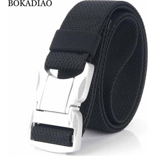 BOKADIAO Military Combat Stretch elastic nylon Belt Aluminum buckle Tactical Belts for men Outdoor Training Waistband male strap