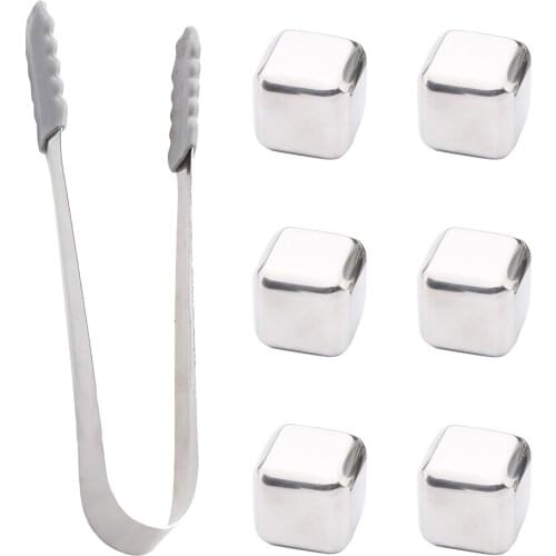 Stainless Steel Ice Cubes Set Whiskey Stones Cooler Wine Smooth Chilling Stones Reusable Food Grade Sipping Ice Cubes Bar Party