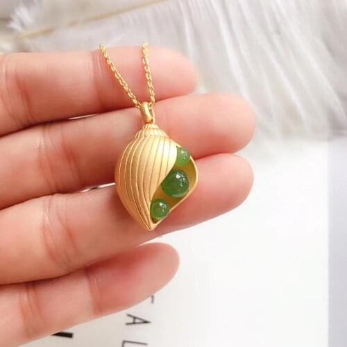 Small conch style lovely Natural And Real Hetian Jade Pendant Necklaces Fashion Woman Necklaces