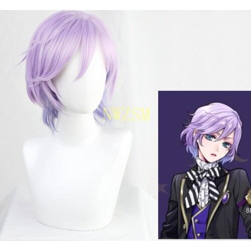 Twisted-wonderland Epel Felmier Wigs Cosplay Costume Poison Apple Light Purple Hairpiece Snow White Short Wig Pelucas