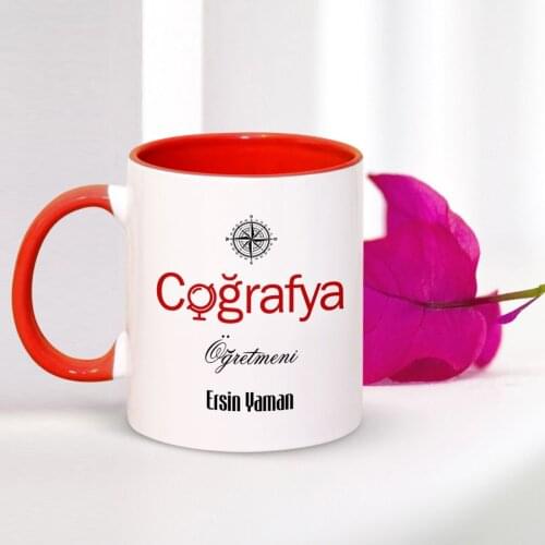 Personalized Professional Geography Teacher Red Mug Cup