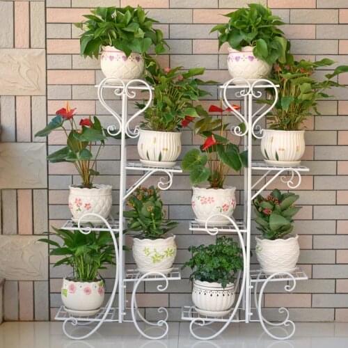 Flower Shelf Multi-storey Indoor Special Home Balcony Rack Wrought Iron Living Room Space Flower Pot Floor-standing Green Radish