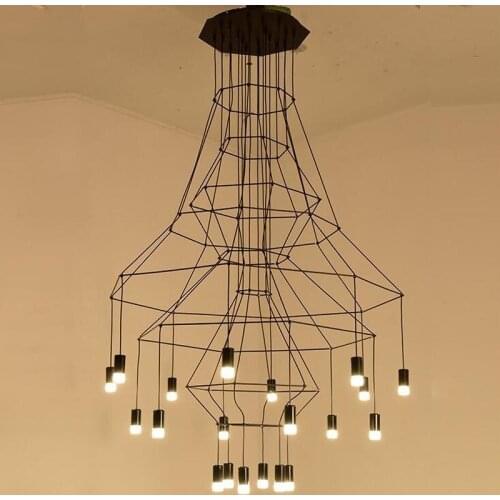 Nordic Post-modern Geometric Long Line Chandelier Lights Simple Creative Living Room Dining Room Hanglamp Luminaire Lamparas Led