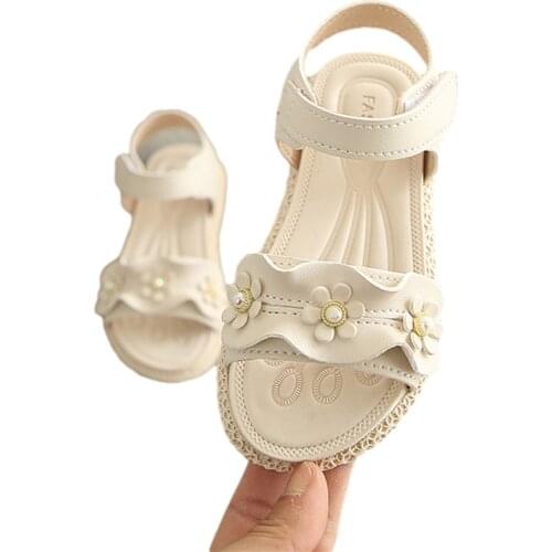 New Summer Girls Sandals Breathable Toddlers Sweet Style Flower Decoration Soft Sole Princess Baby Shoes Non-slip Prewalker
