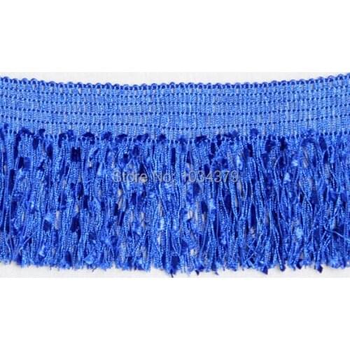 Sapphire Color 10CM Width Polyester Bling Bling Sequins 13Yards Latin Dance Apparel Thin Line Fringe Lace Trims Manual Accessory