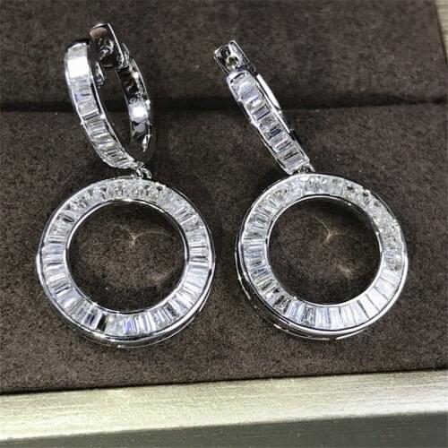 Diamonds S925 Sterling Silver Drop Earrings Women Round Fine Fashion Hyperbole Jewelry Engagement Earrings for Luxury Gift Girls