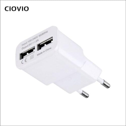 EU Plug 5V 2A Dual Ports USB Charging Plug Connector Commercial Travel Home Wall Charger Adapter Double USB Power Socket Dock
