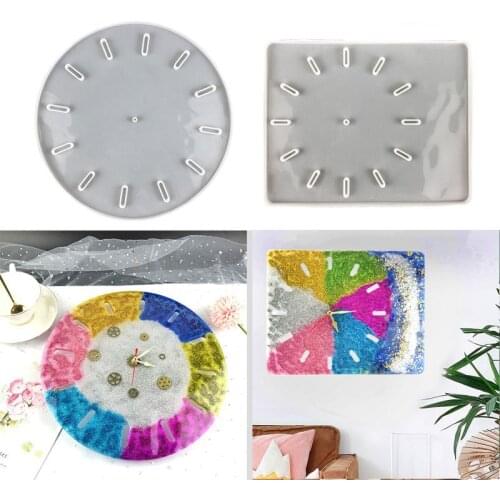 DIY Clock Resin Silicone Mold Round Square Wall Clock Hanging Homr Decorative Mirror Silicone Mould For Resin