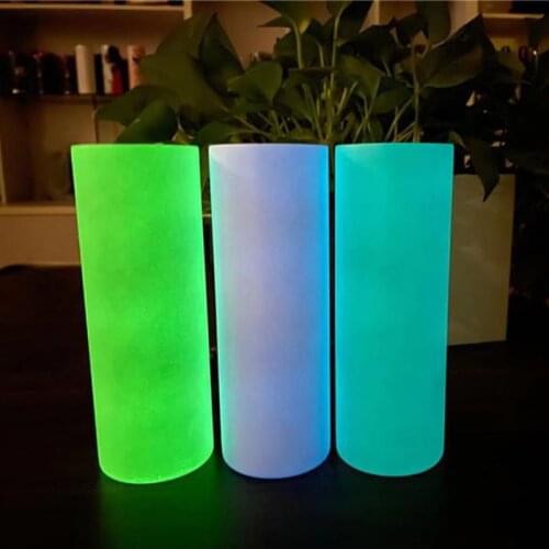 20oz DIY Sublimation Tumbler Glow In The Dark Glass Straight Skinny Tumbler Stainless Steel Cup Magic With Sealed Lids
